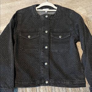 Time and Tru Black Cropped Denim Jacket Size S 4-6 NWOT